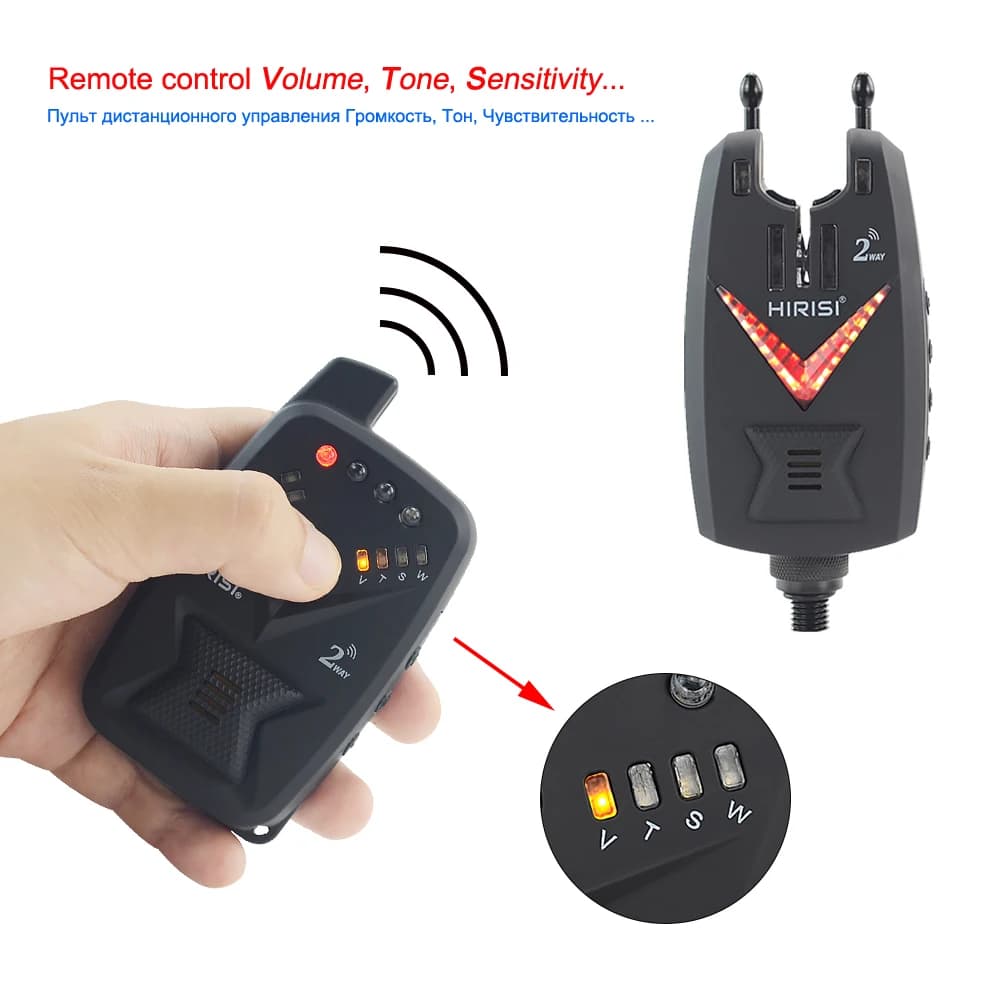 Set alarme pêche carpe sans fil HIRISI S3 avec télécommande - 2 voies indicateur de touches