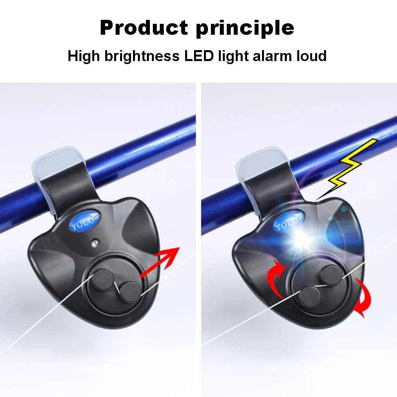 Set clips pêche carpe LED 5 couleurs - alarme sonore indicateur électronique capteur morsure accessoires