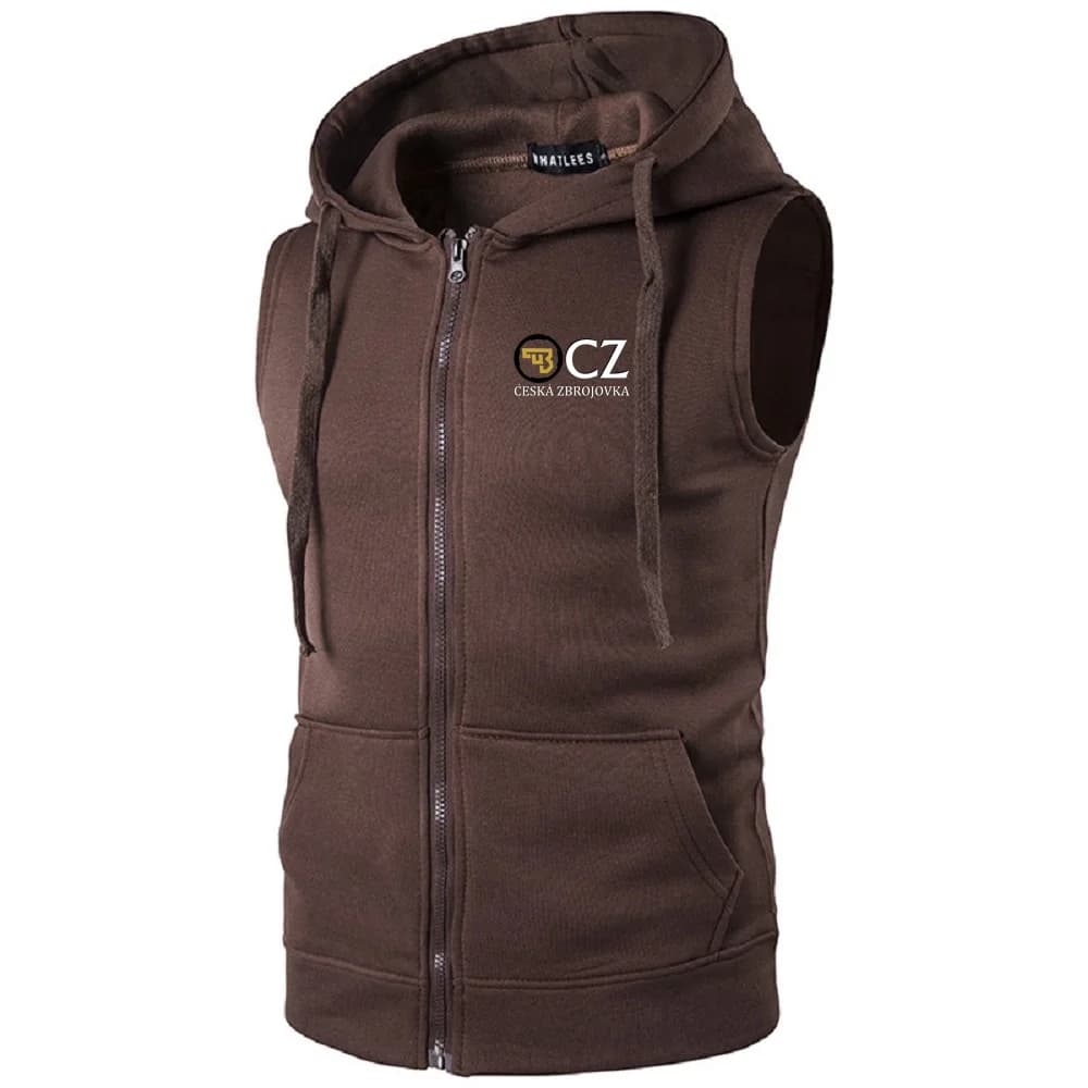 Sweat sans manches CZ Ceska Zbrojovka avec capuche et zip, veste matelassée poches pour pêche, taille
