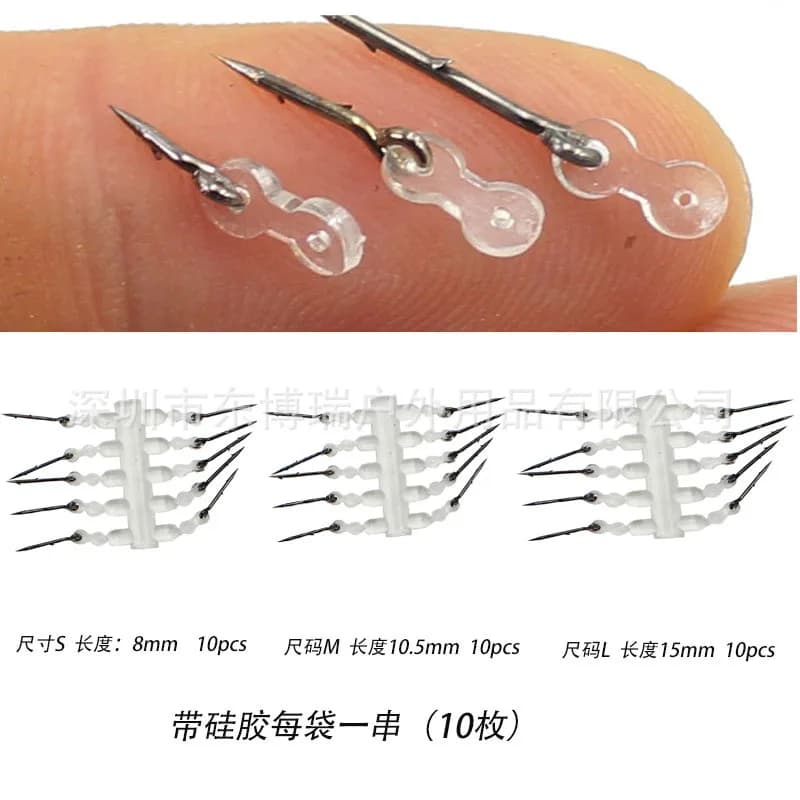 Pointe métallique pour appâts carpe - Spike droit avec élastique transparent et montage Ronnie rig