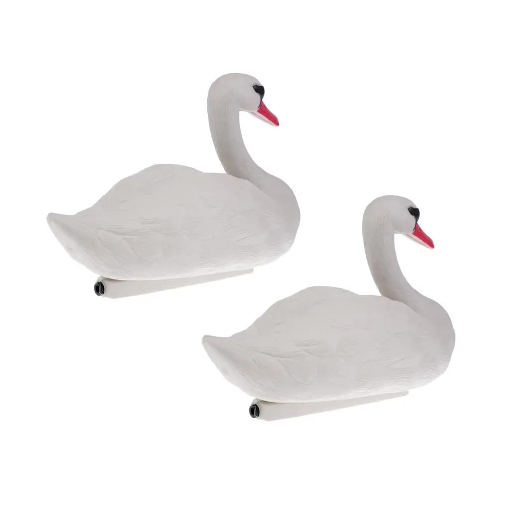 2 leurres cygne flottants pour étang et jardin - Appâts de chasse complets pour oiseaux