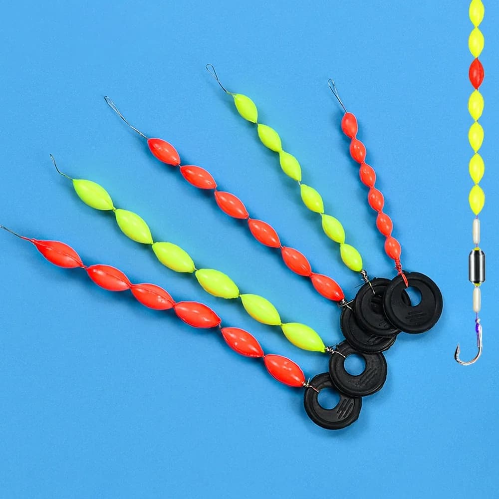 60 flotteurs pêche 6 en 1 type étoile - Perles en mousse stoppe-ligne 7 étoiles