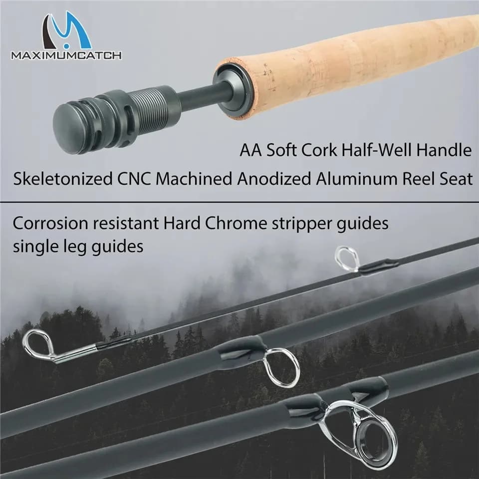 Canne à mouche ultra légère 2/3WT Maximumcatch Airlite 7'6''/10' en fibre de carbone IM10 pour pêche truite