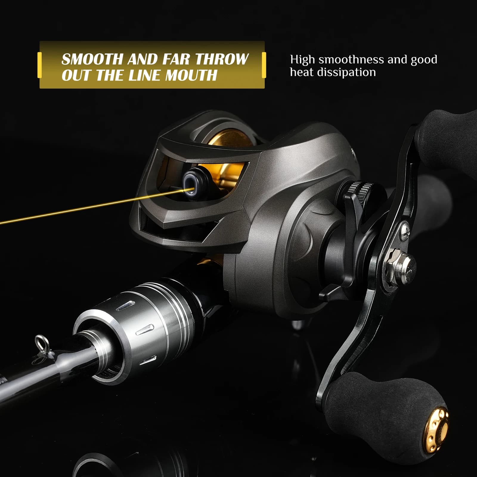 Moulinet baitcasting Rooblinos AK ratio 7.2:1 2+1 roulements 18LB drag pour pêche eau douce et mer