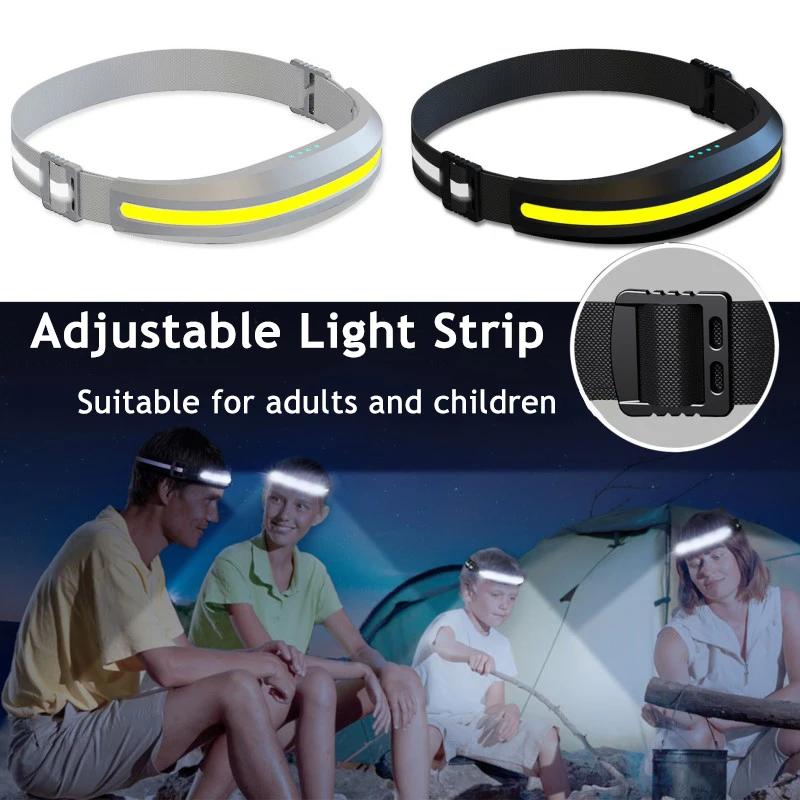 Lampe frontale COB portable avec double source rouge et blanche pour camping, pêche, course