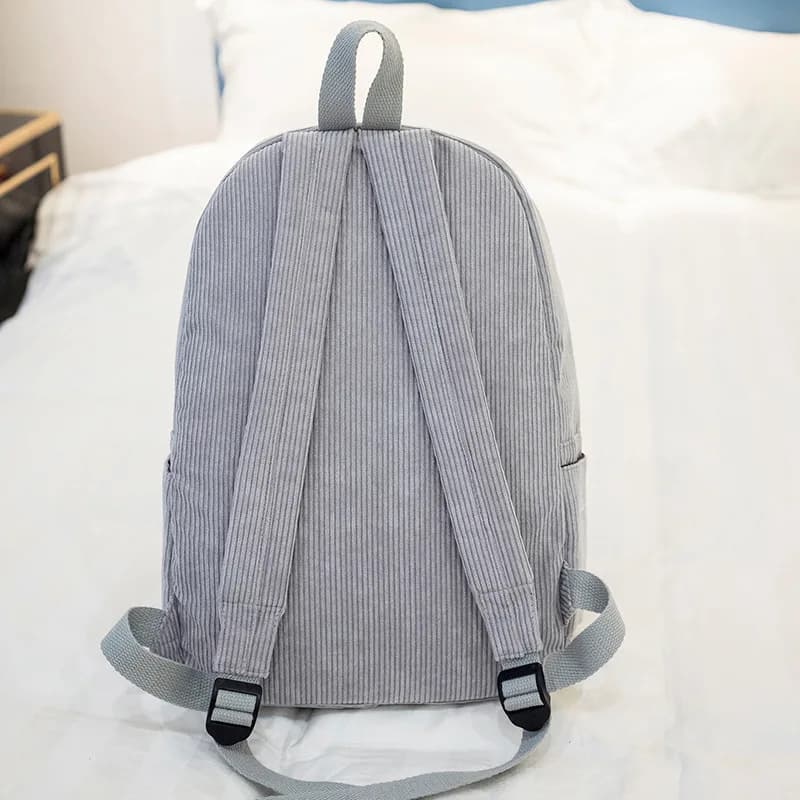 Sac à dos personnalisé enfant en velours côtelé brodé - Prénom personnalisé - Rentrée scolaire maternelle