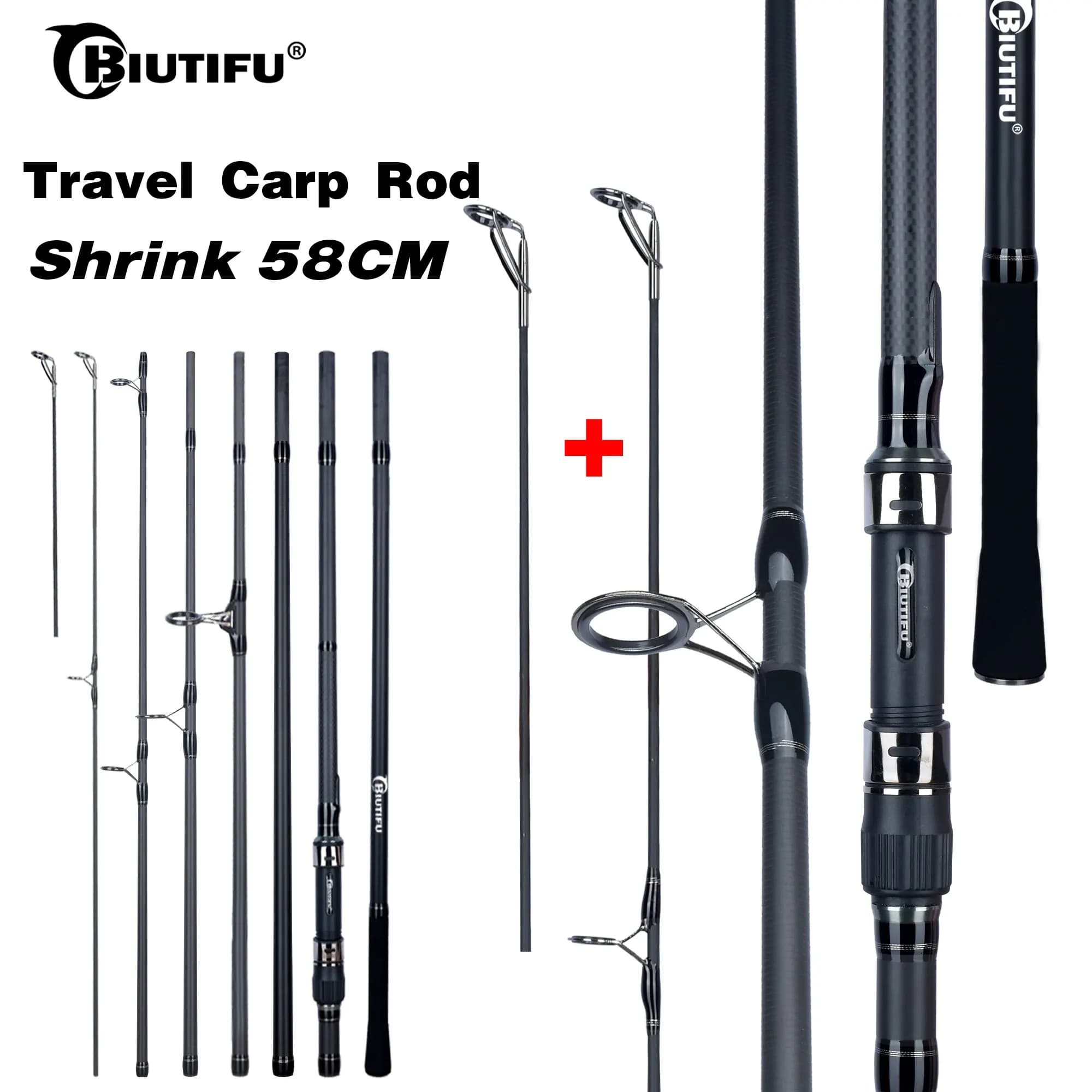 Canne carpe BIUTIFU 2 pointes 3.5lb 7 sections carbone 30t voyage casting rivage 60-150m