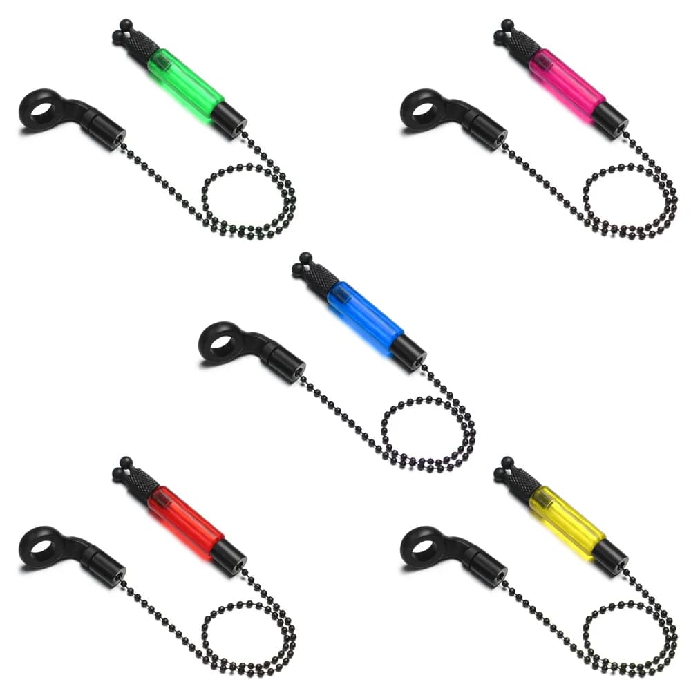 Indicateur de touche carpe avec chaîne en acier - Set d'alarme de pêche 4 couleurs