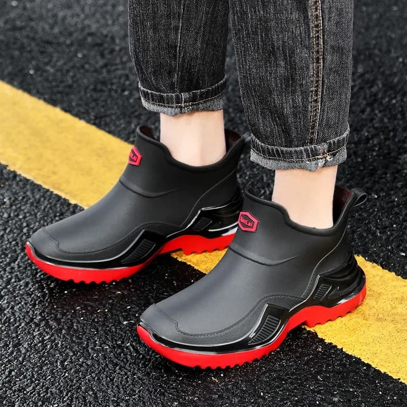 Bottes pluie courtes sport coréen épaisses larges confortables homme anti-dérapage PVC cheville pêche
