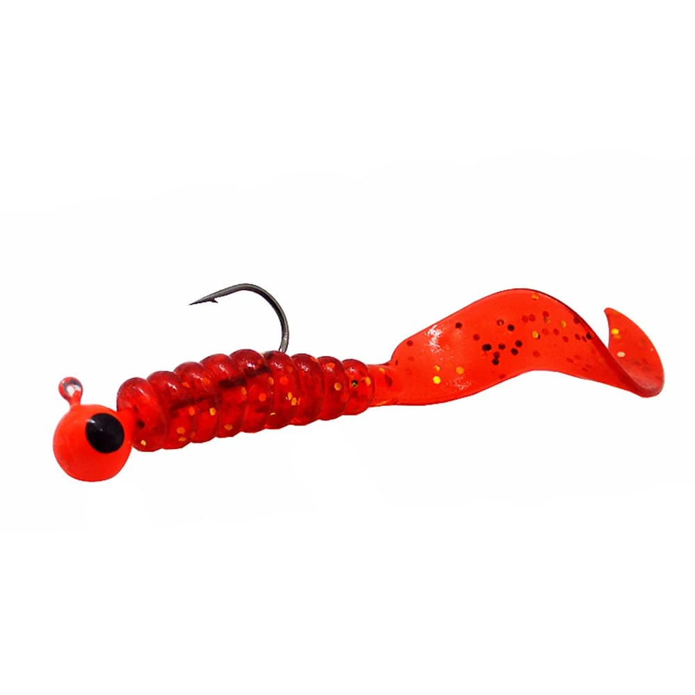 Kit pêche leurres souples: 17 têtes plombées + 17 leurres silicone vers pour truite, perche, sandre