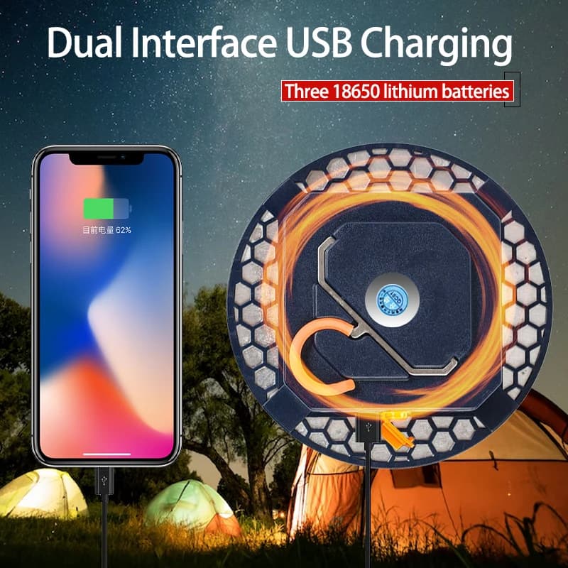 Lampe LED rechargeable 9900mAh avec aimant pour pêche nocturne et éclairage d'urgence