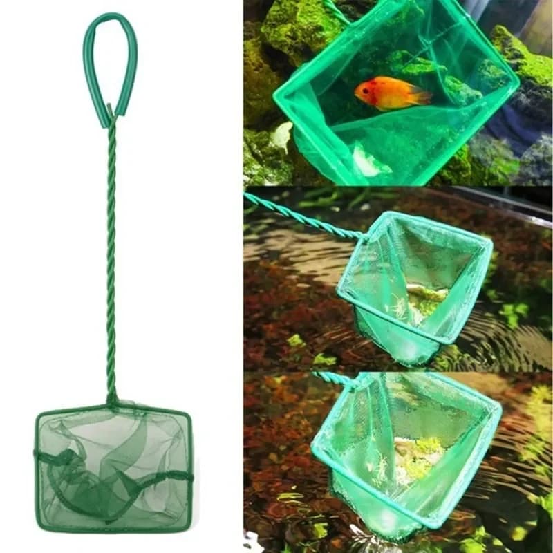 Épuisette aquarium carrée à long manche - Filet pour poissons, objets flottants et séchage cannes à pêche