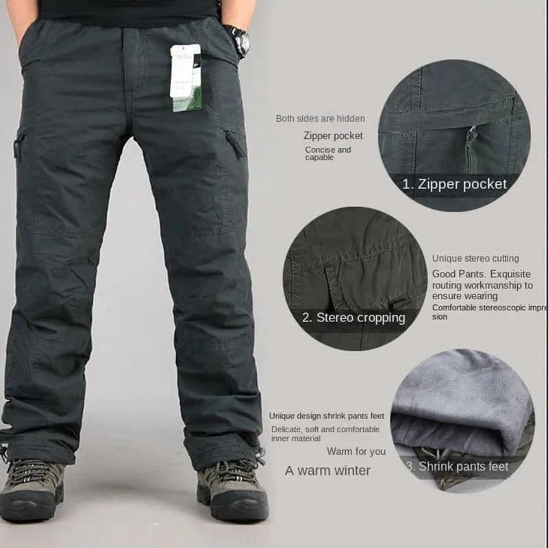 Pantalon d'hiver polaire cargo homme - Épais chaud pour pêche hivernale et conditions froides extrêmes