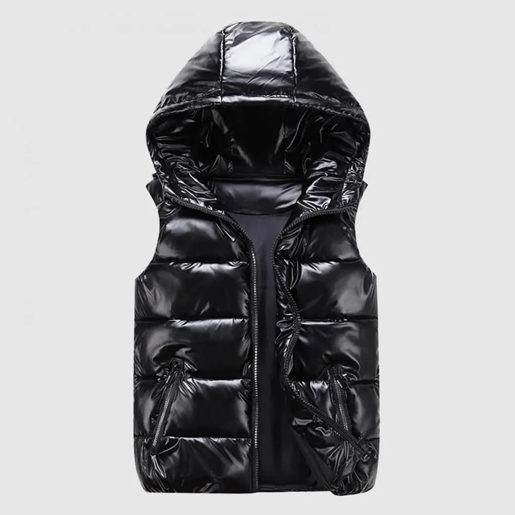 Gilet matelassé homme capuchon sans manches zippé hiver pêche isolation chaude poches pratiques