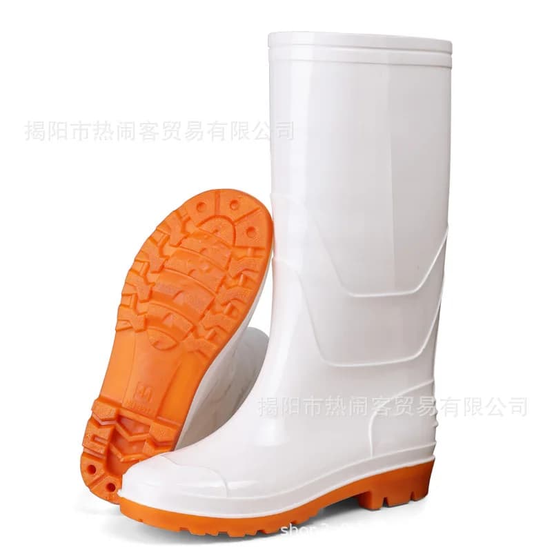 Bottes caoutchouc homme série blanche hautes mi-basses travail plastique chantier pêche