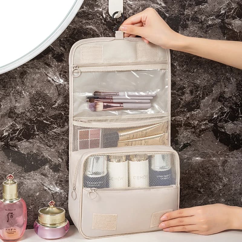 Sac de voyage multifonction avec crochets pour cosmétiques et produits de toilette - organisation pratique