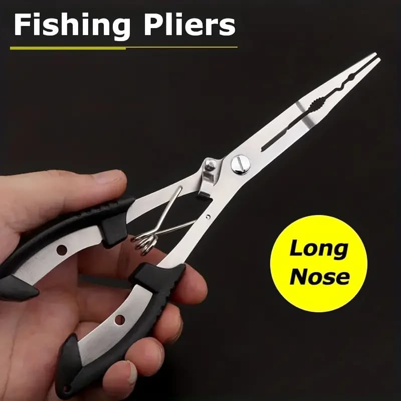 Pince de pêche inox multifonction : dégorgeoir, poignée antidérapante et ciseaux durables