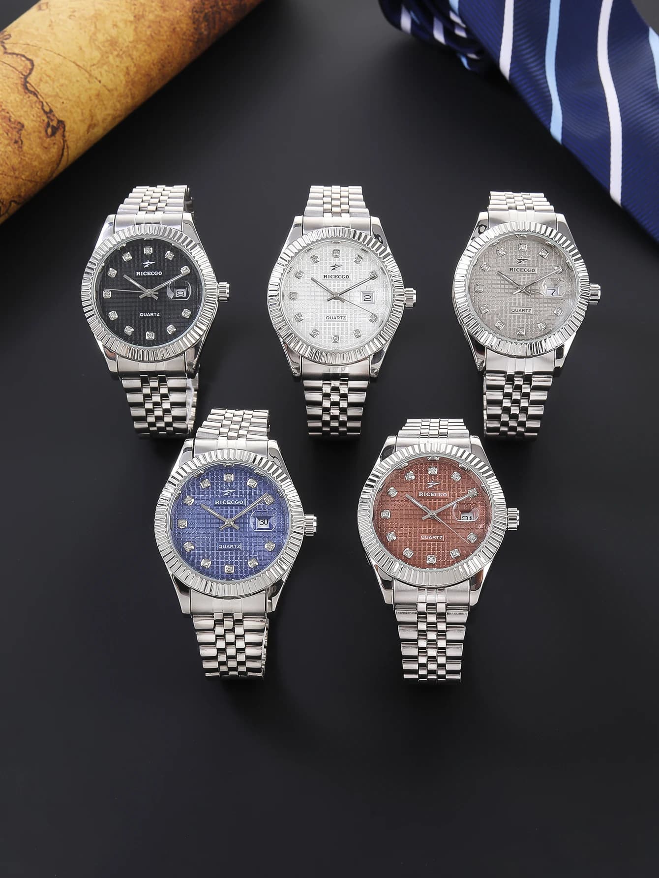 Montre homme quartz luxe acier inoxydable étanche pour pêche - affichage date et chronomètre