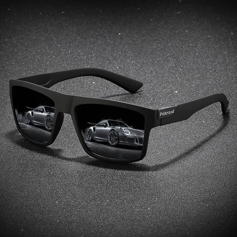Lunettes carrées vintage polarisées luxe conducteur - Homme Femme pêche UV400 marque designer