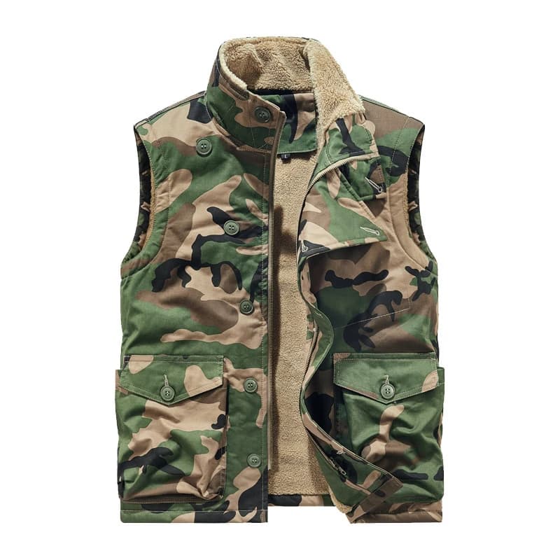 Gilet polaire pêche homme hiver - Veste matelassée sans manches - Tenue tactique pêche froide
