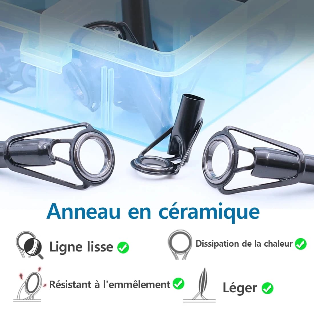 Kit réparation 5 guides et pitons canne pêche acier céramique 1.8-8.0mm - Remplacement building