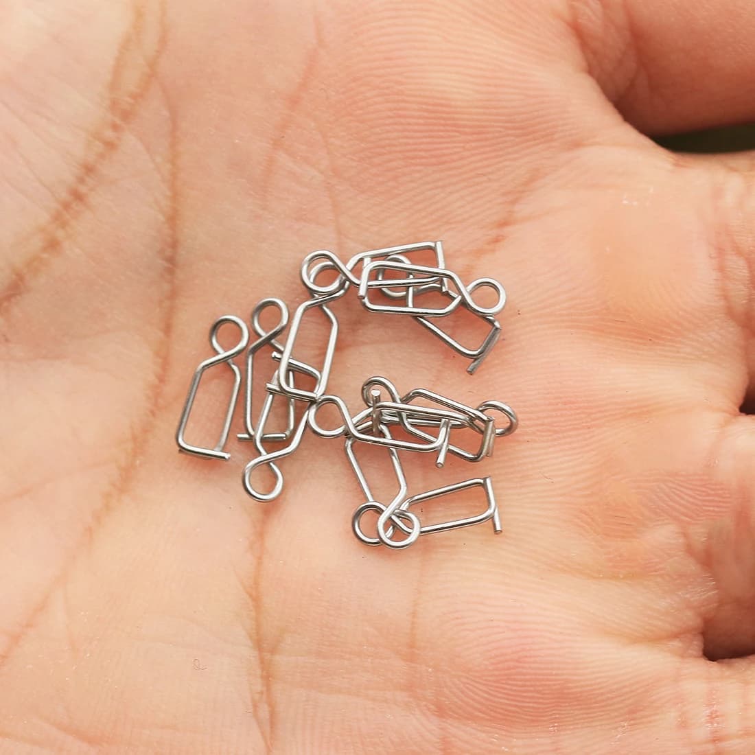 Attache rapide pour leurre de pêche au calmar, clip acier inoxydable 10mm avec perle, 50 pièces
