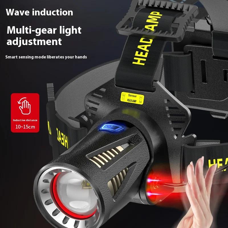 Lampe frontale LED XHP360 ultra puissante rechargeable USB pour pêche nocturne et camping