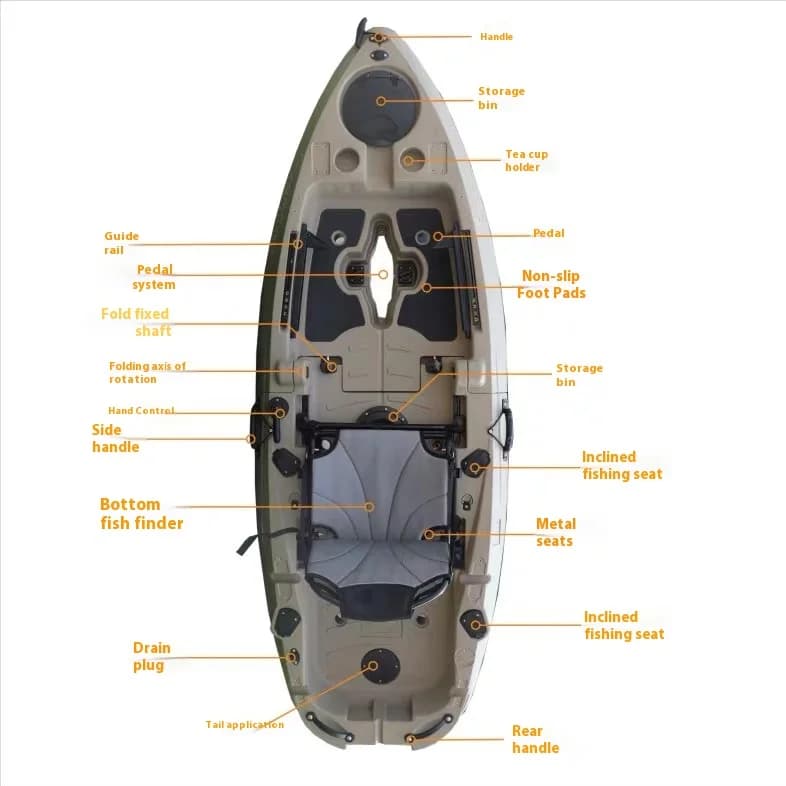 Kayak pêche 8 pieds pliable monoplace à pédales modulaire certifié CE pour navigation