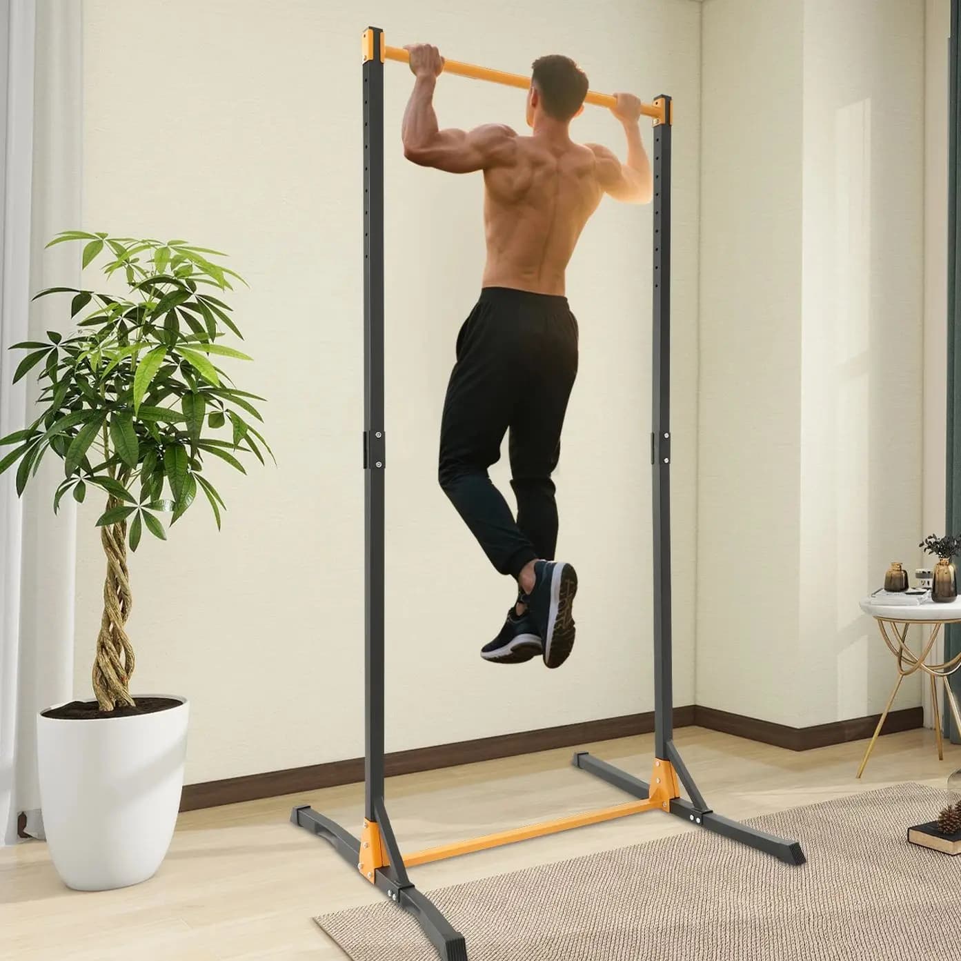 Barre de traction fixe unisexe réglable en hauteur pour entraînement musculaire complet à domicile