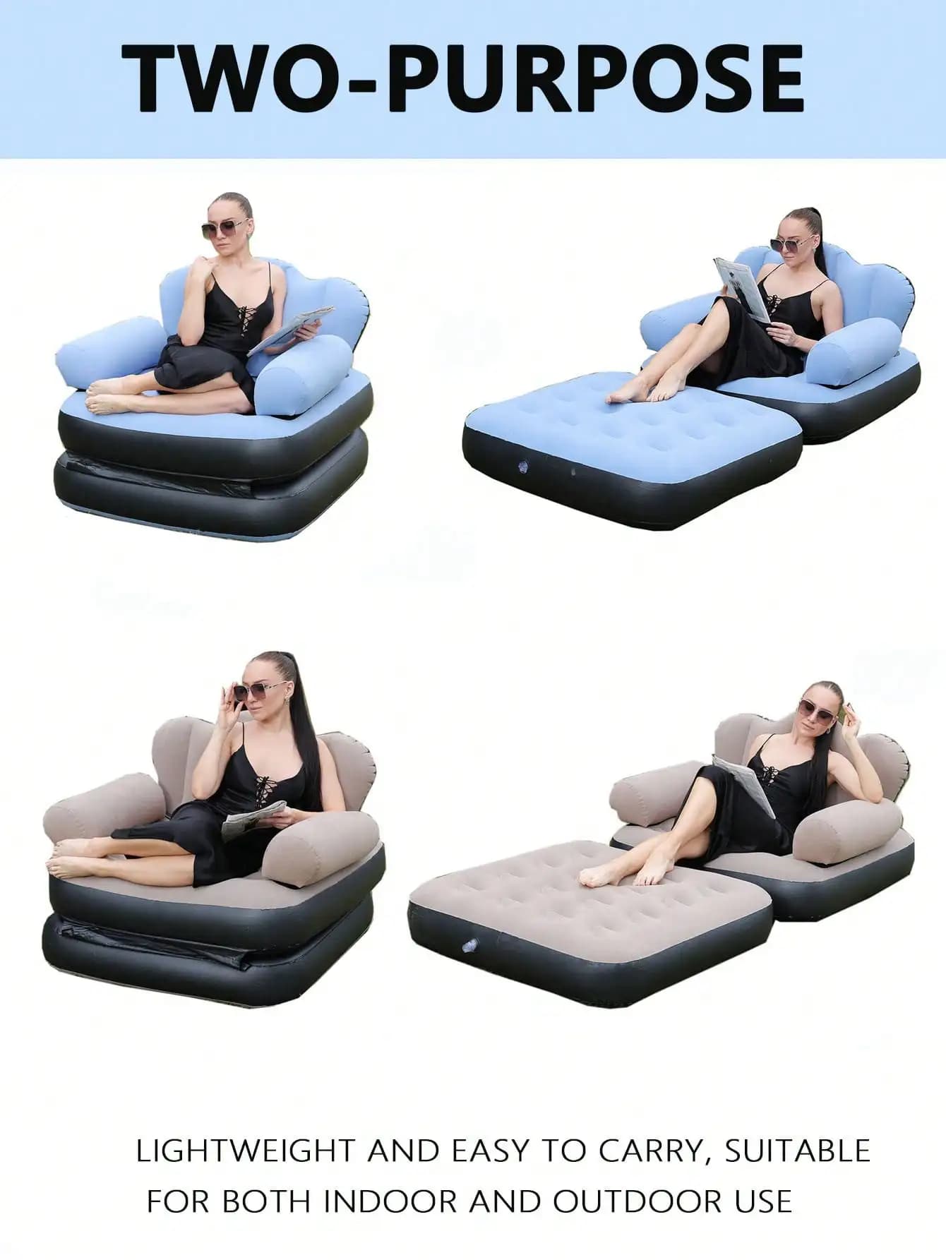 Canapé gonflable multifonction 5 en 1 pour pêche confortable et siestes en plein air