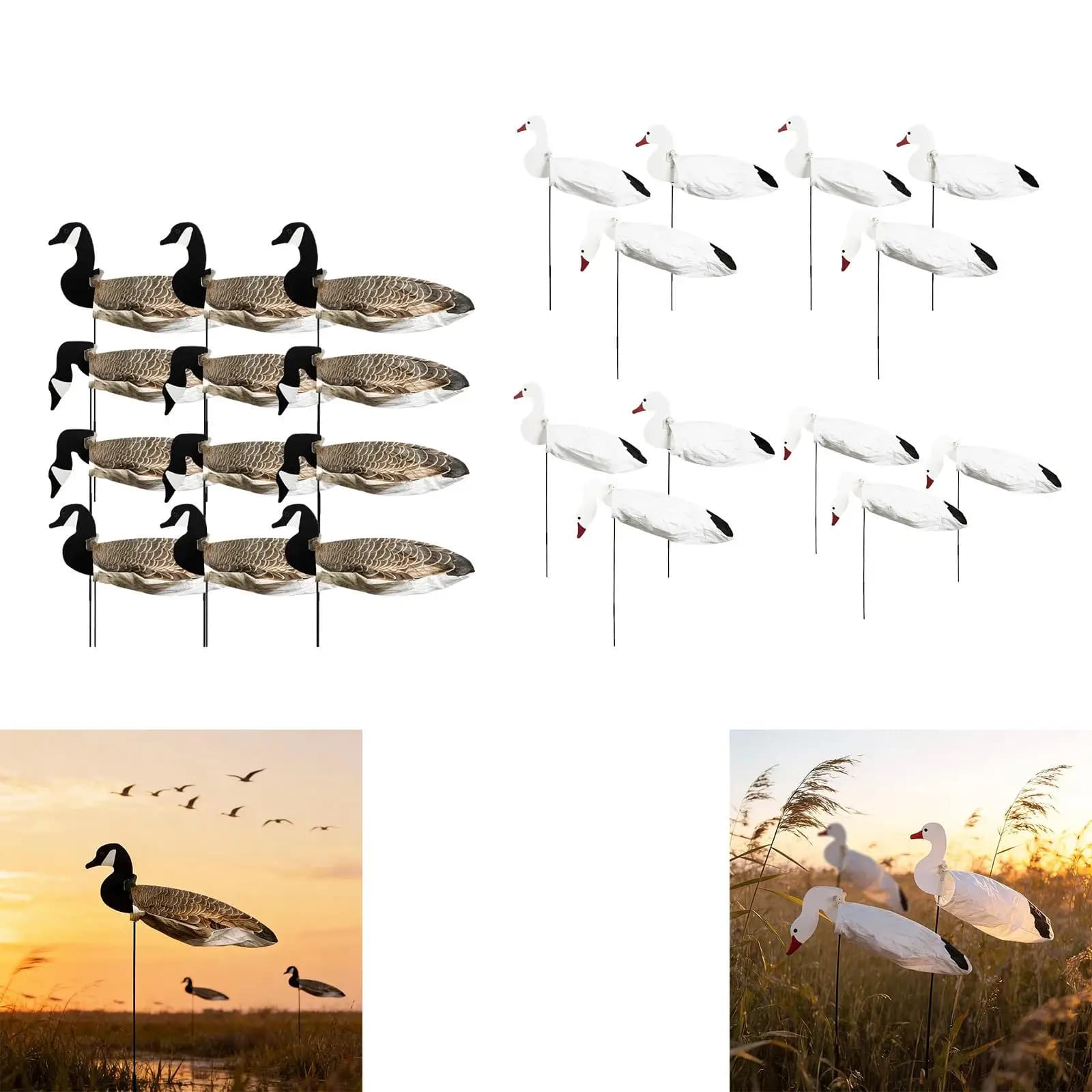 Leurres oie à mouvement vent - Ensemble déco jardin réaliste pour chasse au gibier d'eau attractif