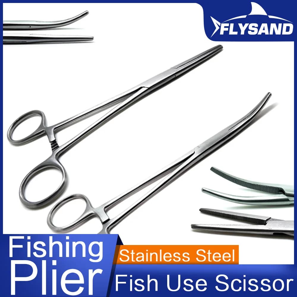 Pince à poissons multifonction 7 tailles avec pince courbe coupe-fil dégorgeoir et ciseaux