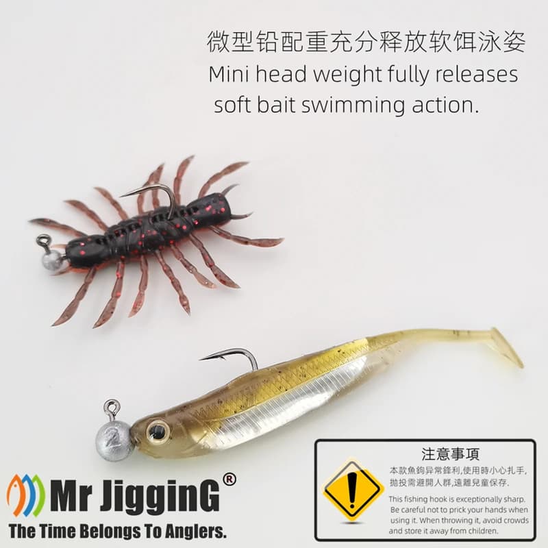 Têtes de jig Mr JigginG 10 pièces ultra légères 0.6g-2.7g pour leurres souples mini pêche
