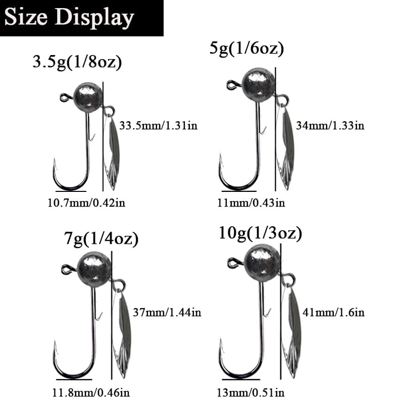 Lot de 5 hameçons plombés anti-herbe 3.5g 5g 7g 10g pour pêche aux leurres souples