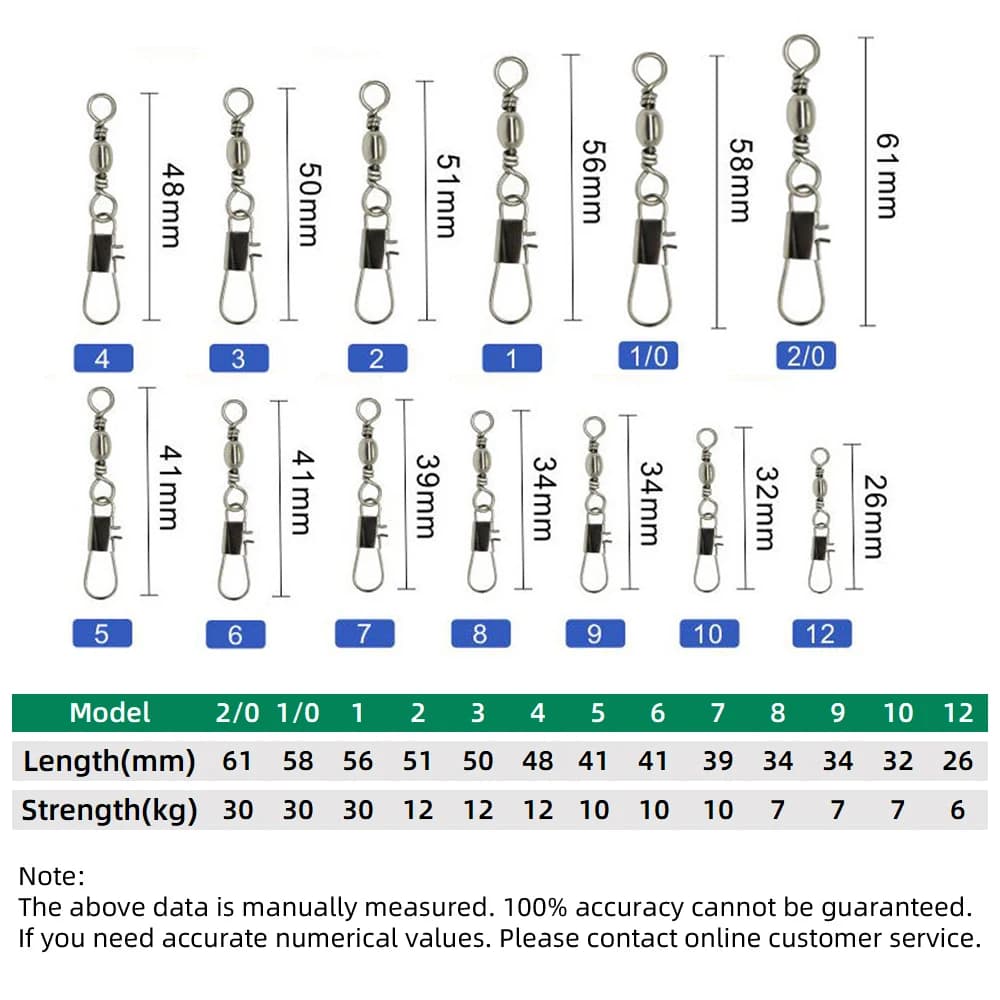 Connecteur de Leurres à Rouleaux en Acier Carbone pour Brochet 20-100 Pièces Accessoires Pêche