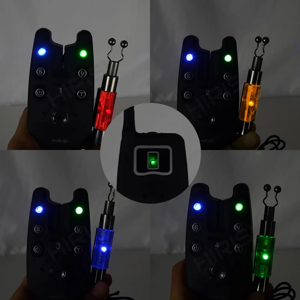 Kit d'Alarme de Touche Sans Fil 1+4 avec 4 Swingers Lumineux - Étui EVA pour Pêche Carpe B1203S