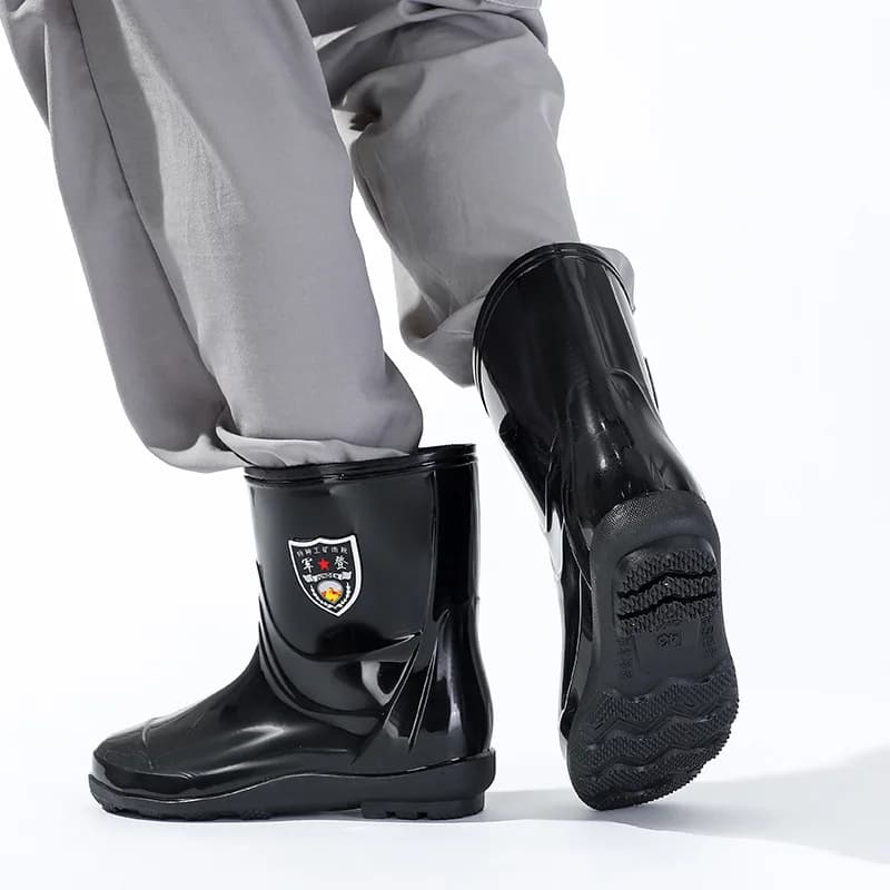 Bottes de pluie homme grande taille tube haut épaisses antidérapantes pêche chaudes tailles larges