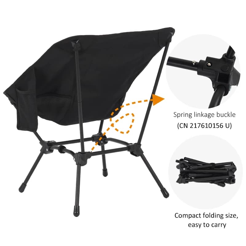 Tabouret de pêche carré structure robuste - chaise pliante camping fer légère fauteuil lune