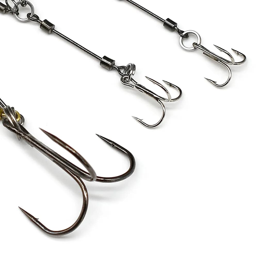 Montage Pike Stinger Rig MNFT avec hameçons triples et plombs réglables pour swimbaits pêche brochet