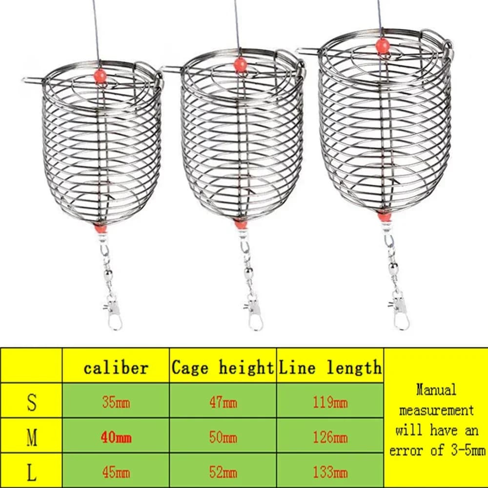 Lot de 5 cages à appâts pêche en acier inoxydable pour amorce feeder et leurres accessoires