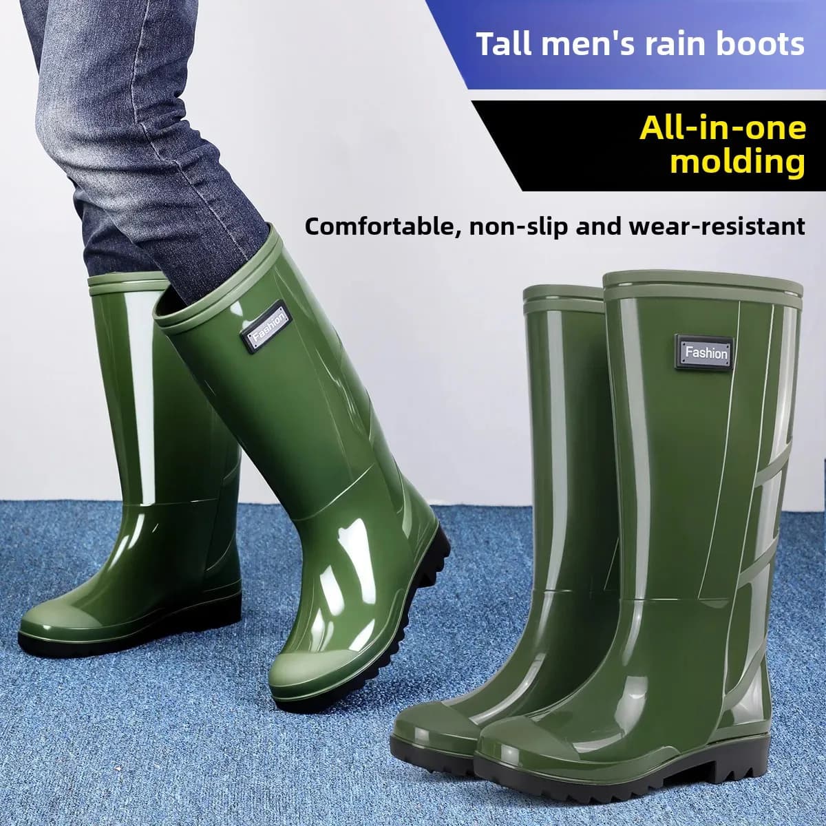 Bottes de sécurité homme tube haut grises imperméables chantier protection camouflage camping chaussures eau