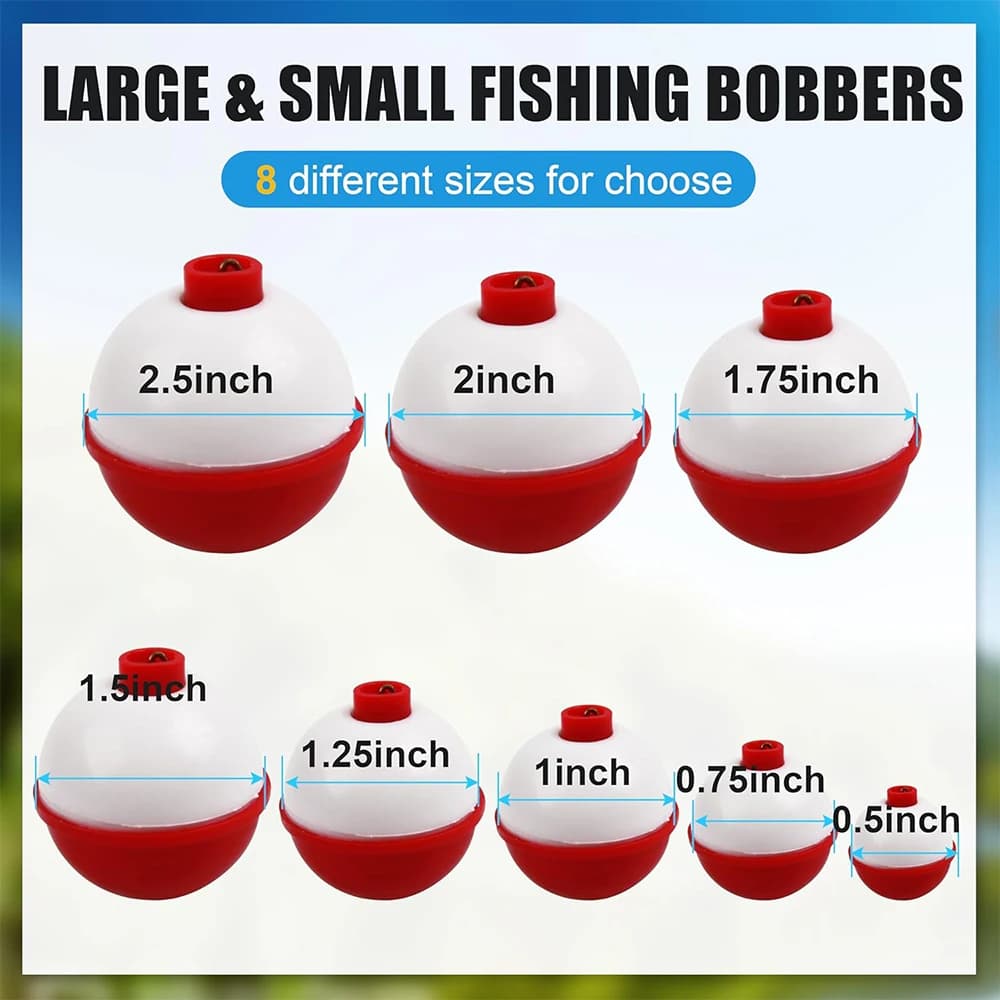 7 flotteurs ronds à clipser pêche 0.5-2.5 pouces bouton poussoir