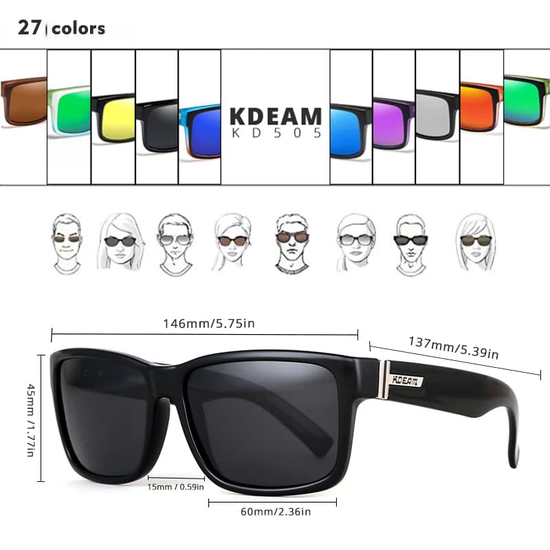 Lunettes de soleil sport KDEAM polarisées - Verres photochromiques couleurs chocs pour outdoor