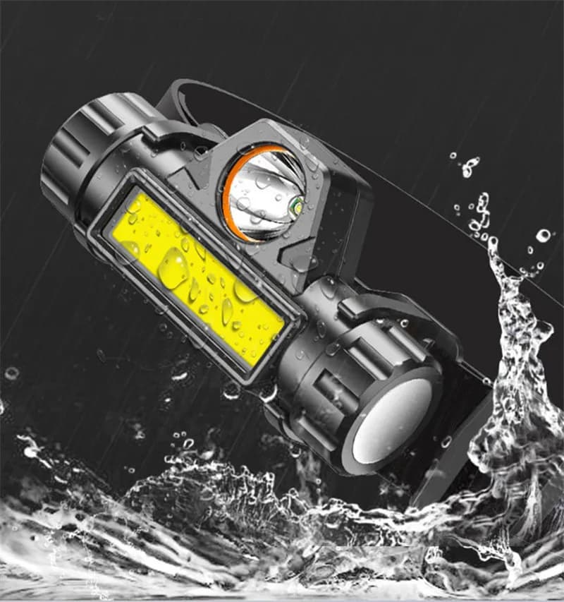 Lampe frontale XP-G Q5 2500lm étanche avec LED COB et batterie rechargeable intégrée 14450