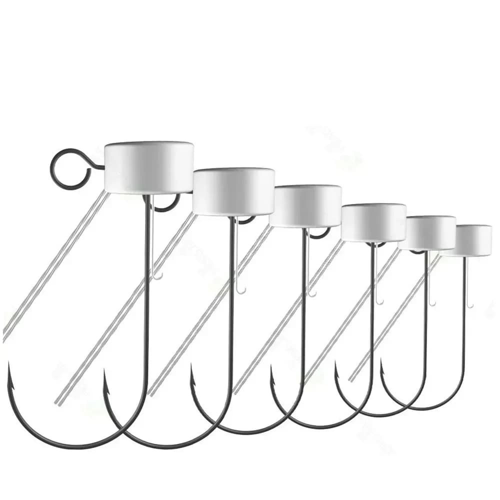 Lot 6 hameçons jig champignon 3.5g à 6.5g sans accrocs pour pêche fond et leurres vers marins