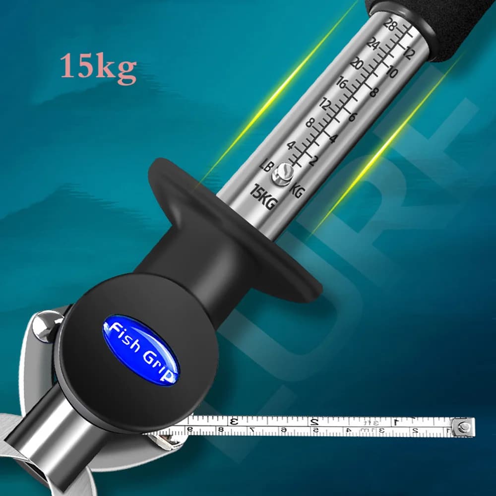 Pince à lèvres poisson professionnelle acier inox balance électronique LED 25/15kg règle intégrée