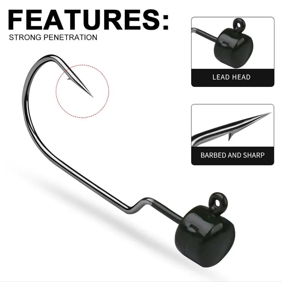 Hameçon plombé WALK FISH 3.5g 5g 7g pour pêche carnassier avec leurre souple insecte micro appât