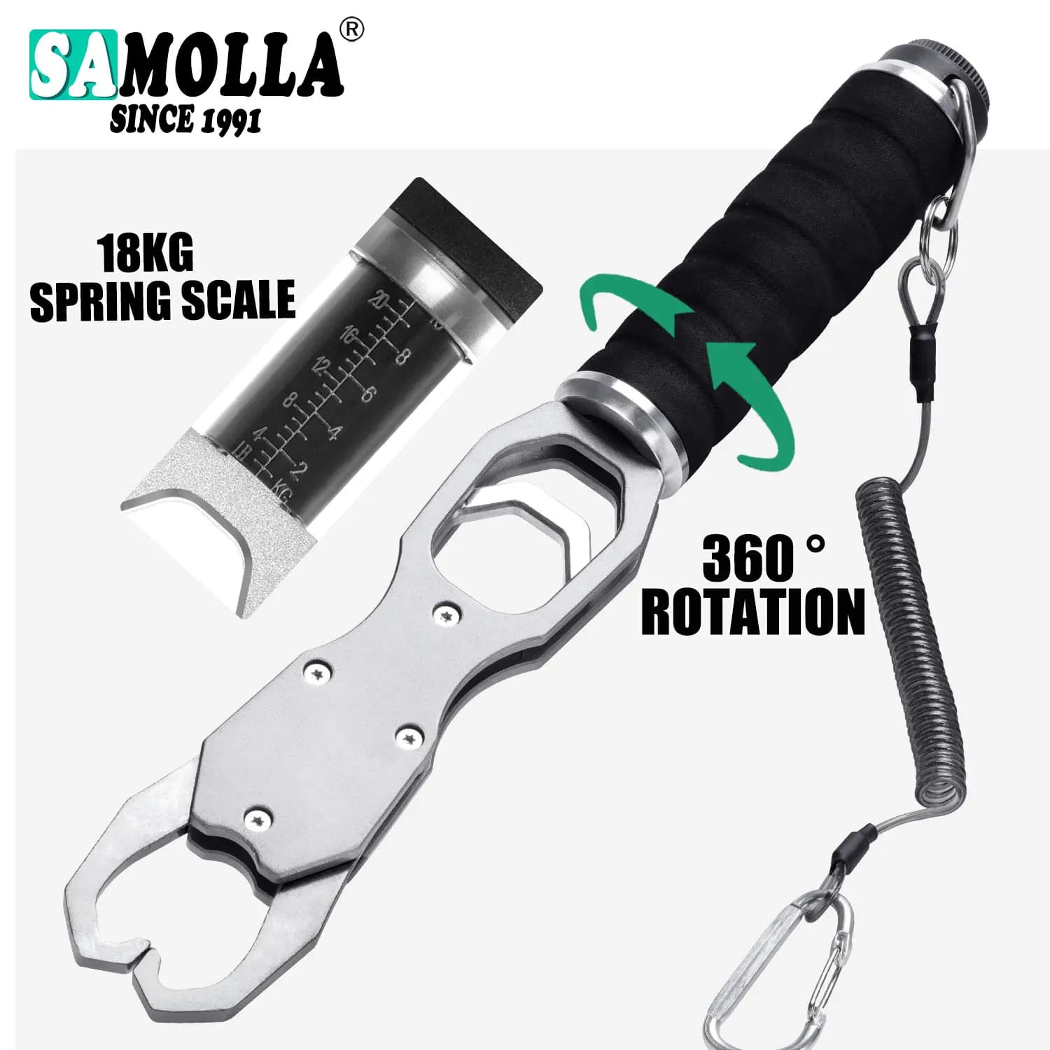 Pince à poisson SAMOLLA aluminium alliage balance 18kg rotation 360° outil de décrochage pour mer