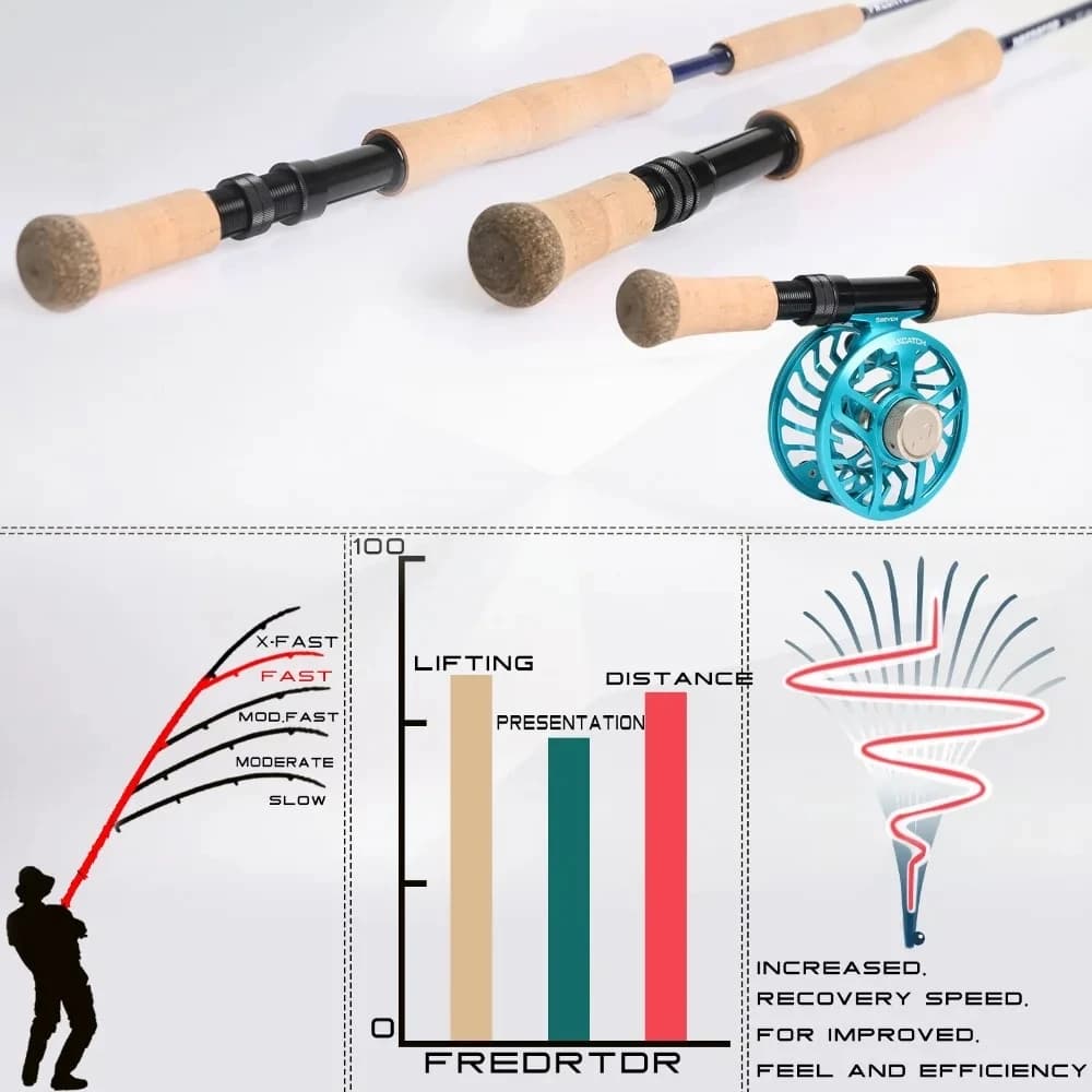 Canne à mouche mer Predator 9FT 30T carbone SK 8-12wt 4 brins pour bar, mulet, truite de mer