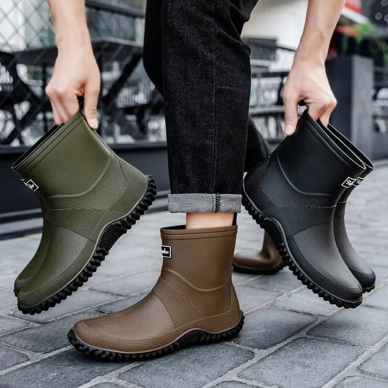 Bottes pluie caoutchouc naturel homme haute imperméables extérieur épaisses antidérapantes résistantes pêche